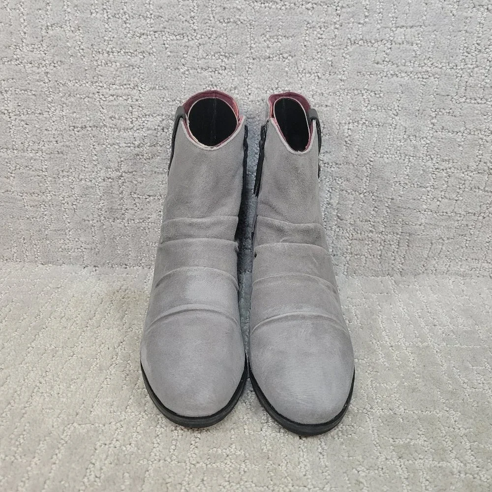 The North Face Womens Size 7 Bridgeton Wedge Zip Gray Waterproof Suede Boots NEW